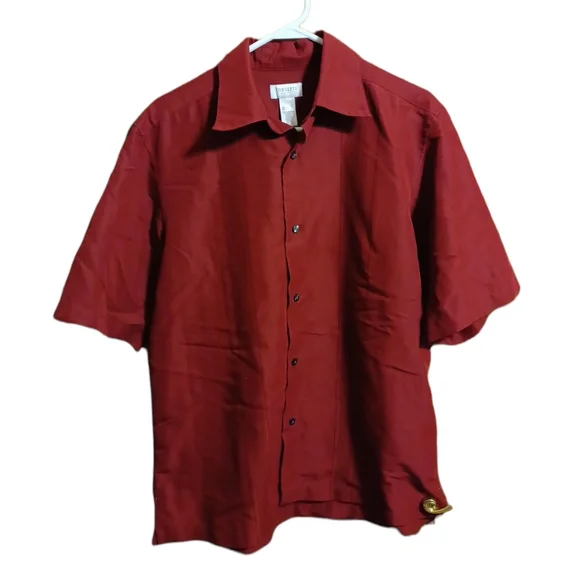 mens burgundy short sleeve dress shirt Ash & Erie Heather Burgundy Short Sleeve Shirt for Short Men main image 1